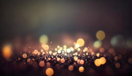 A blurry image of lights in the dark created with Generative AI technologyの素材