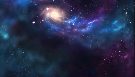 A colorful space filled with lots of stars created with Generative AI technologyの素材