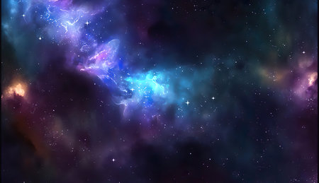 A space filled with lots of stars and clouds created with Generative AI technologyの素材