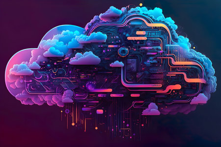 A computer generated image of a cloud created with Generative AI technologyの素材