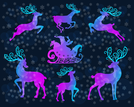 Reindeer Christmas icon set vector illustrationのイラスト素材