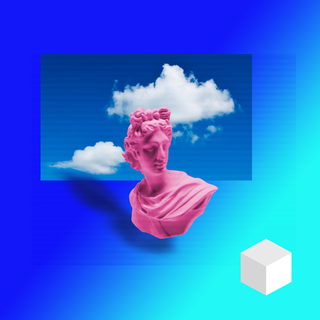 Contemporary art collage of Apollon sculpture. Zineの写真素材