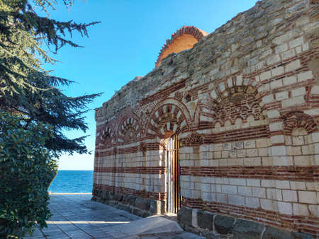Ruins of Ancient Church in the town of Nessebar, Burgas Region, Bulgariaの写真素材