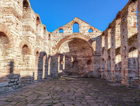 Ruins of Ancient Church in the town of Nessebar, Burgas Region, Bulgaria