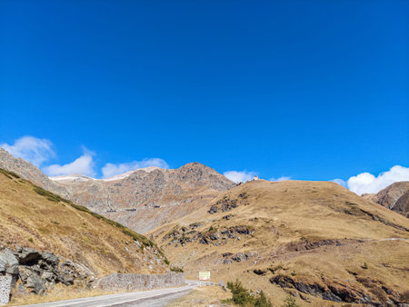 Amazing panorama view of the highest road in the Romanian Parang mountains - Transalpinaの写真素材