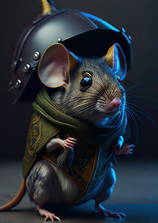 Cute rat in a helmet. The symbol of the new year 2020.の素材