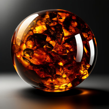 Crystal ball with ice cubes on a black background. 3d renderingの素材