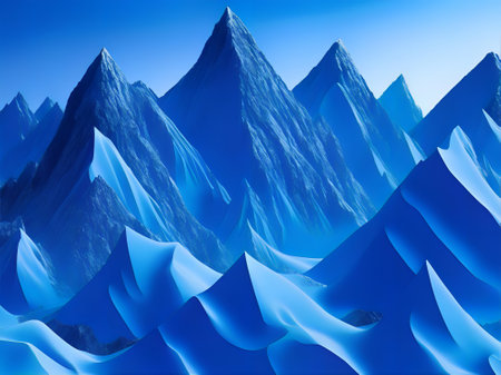 Abstract background with mountains and blue sky. illustration.の素材