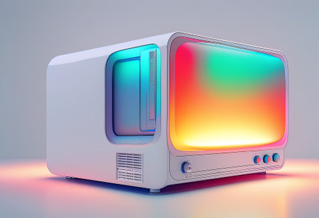 Retro TV on a white background. 3D rendering. Computer digital drawing.の素材