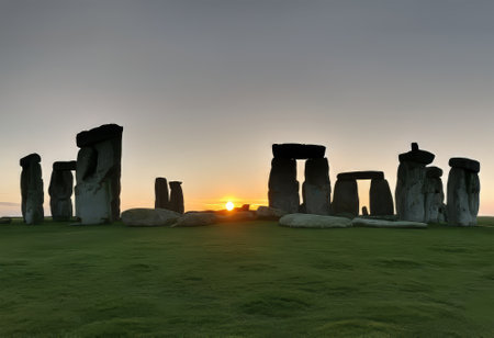 Stonehenge at sunrise, Salisbury, Wiltshire, UKの素材