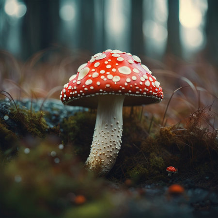 Fly agaric (Amanita muscaria) in the forestの素材