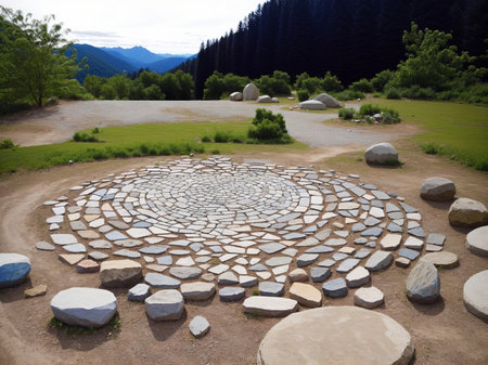 Stone circle in the garden, south korea,Sichuanの素材