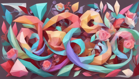 Abstract background with multicolored paper cut flowers. Vector illustration.の素材
