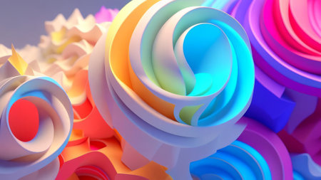 3d rendering, abstract geometric background, multicolored waves, computer generated imagesの素材