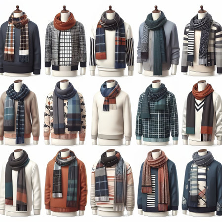 Set of winter clothes on a white background. 3d rendering.の素材