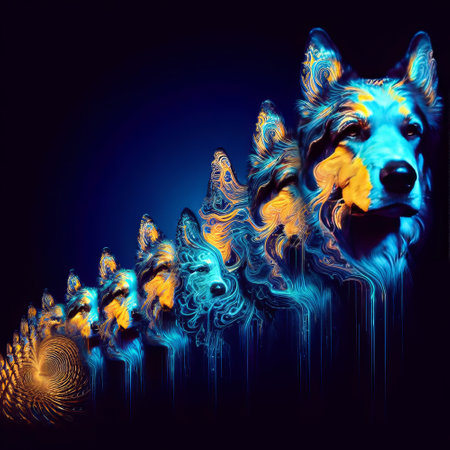 Dog head in the form of a fractal. Digital illustration.の素材