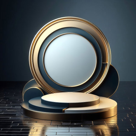 3d render, abstract background, round podium for product presentation, luxury designの素材