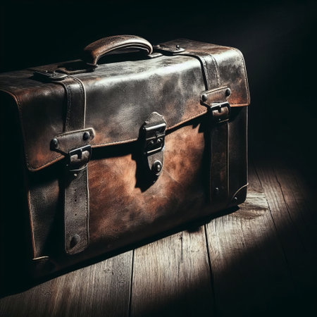 Vintage suitcase on wooden background. Retro style toned picture.の素材