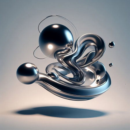 3d render, abstract background with metallic spheres, 3d illustrationの素材