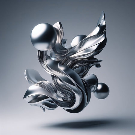 Abstract silver metallic background. 3d rendering, 3d illustration.の素材