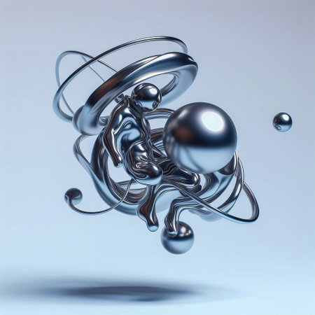 3d render, abstract background with metal spheres, 3d illustrationの素材