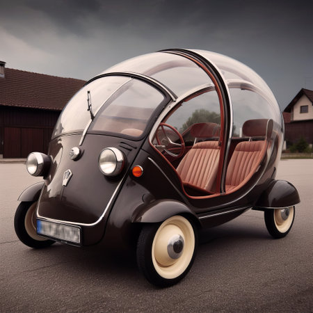 Vintage retro car with a roof in the form of a circleの素材