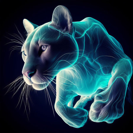 3d rendered illustration of a female leopard in x-rayの素材
