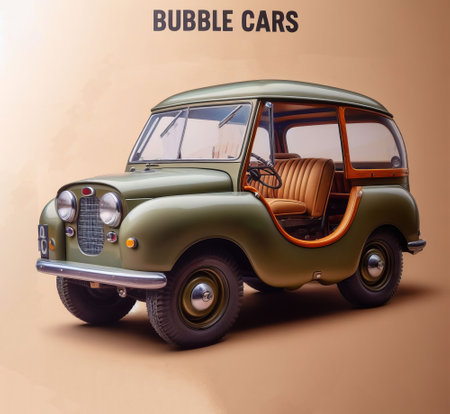 Vintage retro car in pastel colors. 3D illustration.の素材