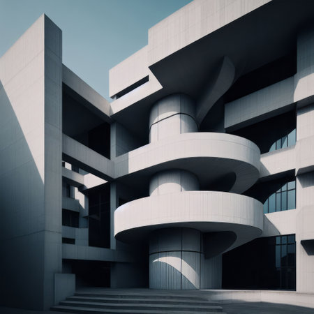 Modern architecture. Architectural detail of modern building. 3d renderの素材