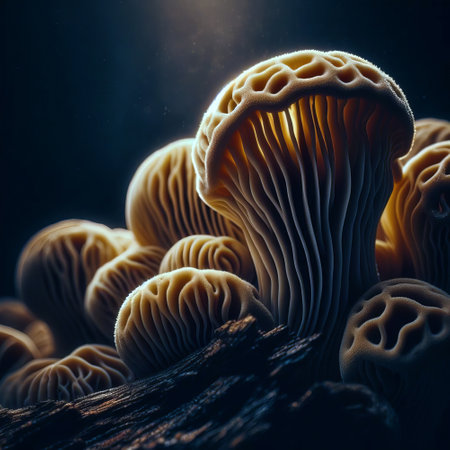 Lingzhi mushroom on a dark background. 3d illustrationの素材