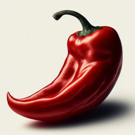 Red hot chili pepper on a white background. 3d illustration.の素材