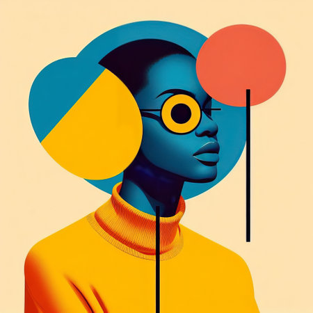 Fashion portrait of young african american woman. 3d renderingの素材