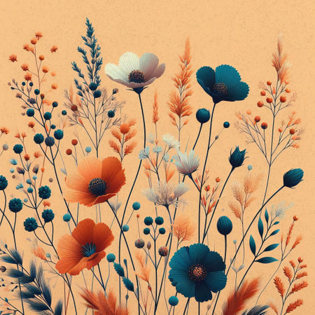Vintage floral background with poppies and cornflowers.の素材