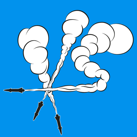 Concept design versus letters fight background. A trace of rockets stylized to the inscription VS. Vector illustration. EPS10.のイラスト素材