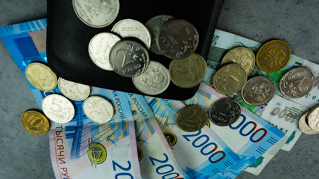 Russian currency rublesの写真素材