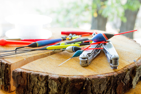 Fishing equipment. Make Fisherman snap. Fish Go fishingの写真素材