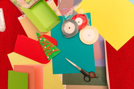 Making cards and handmade gifts. Scrapbooking, hande made.の写真素材