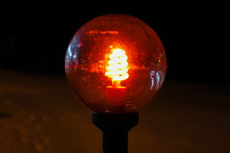 The red lamp. Nightlight park.
