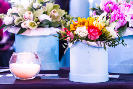 Arrangement of flowers. The scenery of flowers. Flowers in a decorative pot.の写真素材