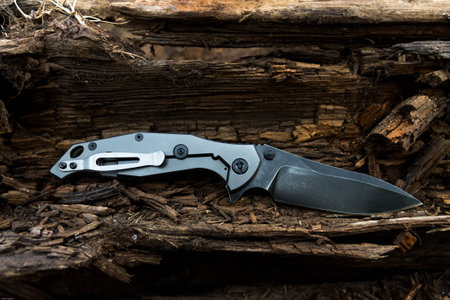 Folding knife with titanium handle.