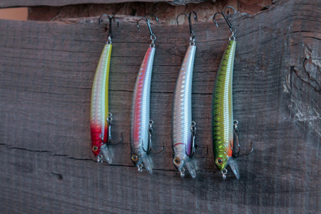 Hard lures for fishing. Artificial fish. Fishing.