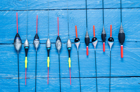Multicolored floats. Different floats. Float for fishing. A number of floats.の写真素材