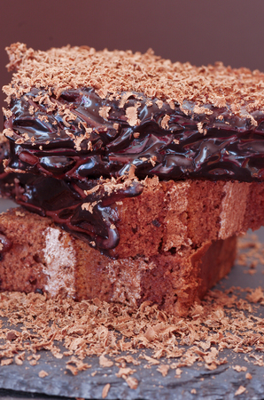 Coffee chocolate cake. The photo is close.の写真素材