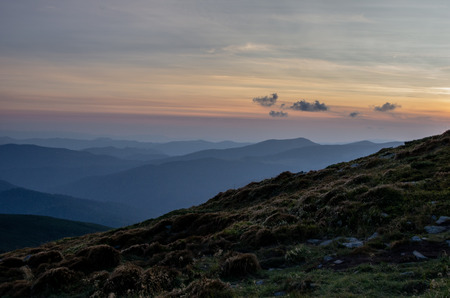 Sunset in the Ukrainian Carpathians. Travel around Ukraine.の写真素材