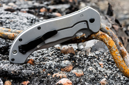 Titanium knife handle. Knife with a clip for pocket. Pocket knife.