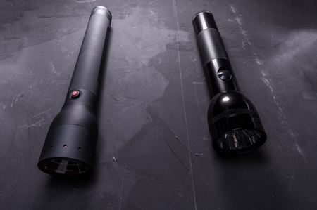 Two long lanterns. Lanterns batons for defense. Front view.の写真素材