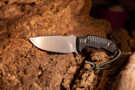 Photo of a knife at an angle. The knife is located at an acute angle.
