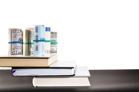 Collection of various currencies on the steps. The stability of the foreign exchange market....