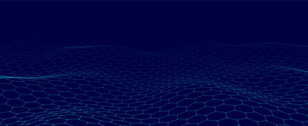 Futuristic blue hexagon dynamic wave. Futuristic honeycomb concept. Digital technology web flow.