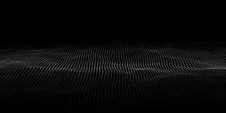 Wave of particles. Digital wave background concept. Abstract technology background.のイラスト素材